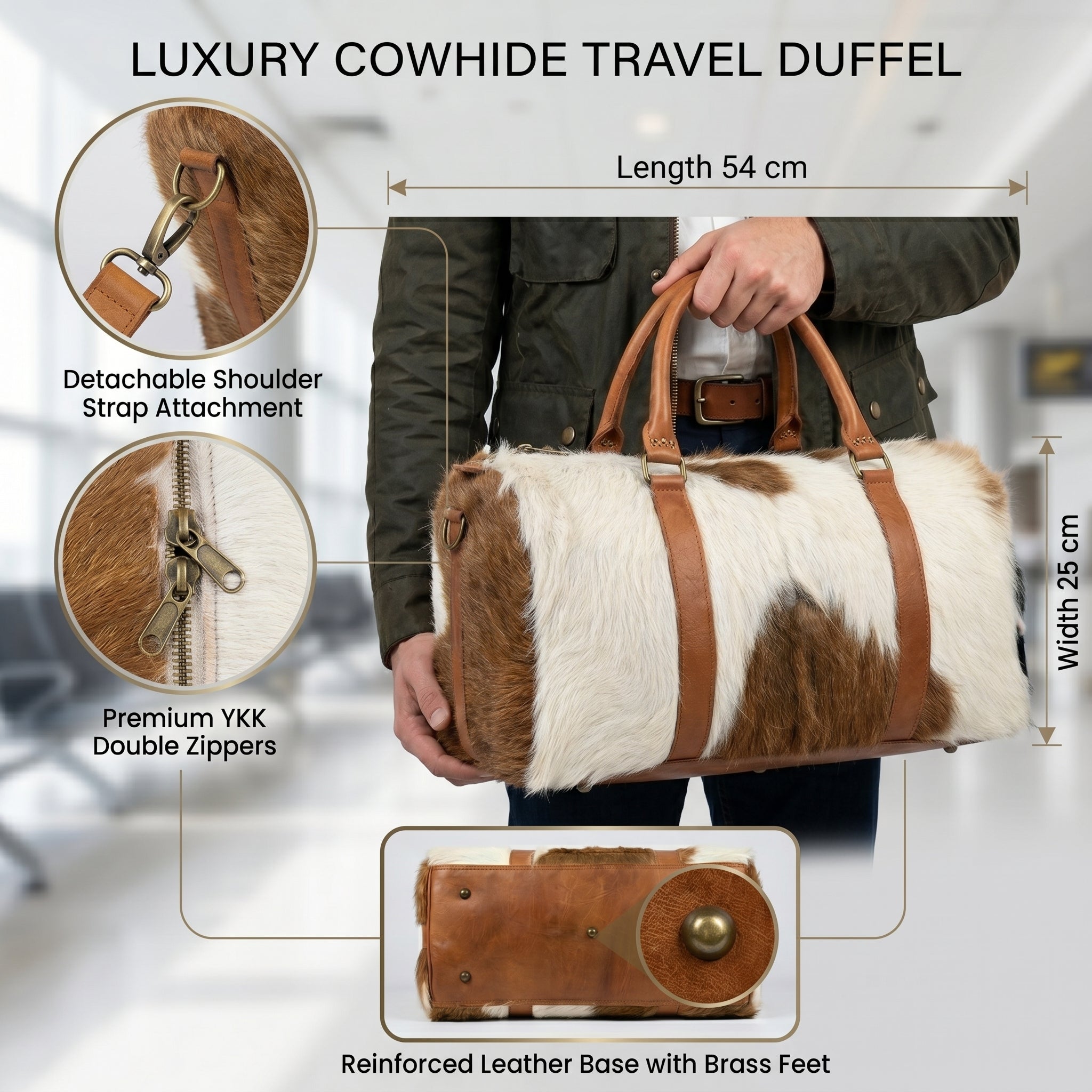 Premium Cowhide Leather Travel Duffel - Exotic Edition