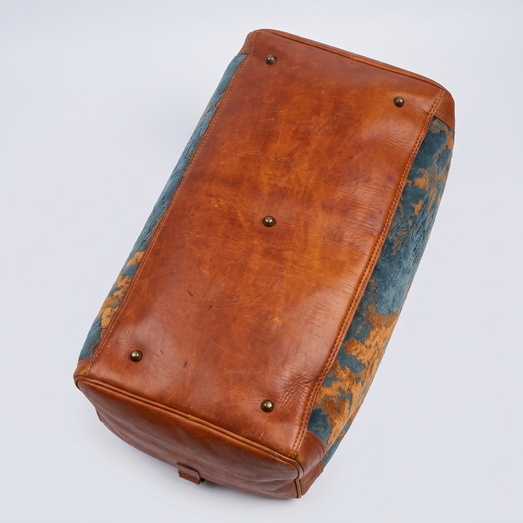 Premium Leather & Woven Velvet Luxury Weekender Bag