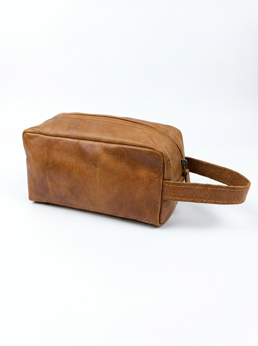 Handcrafted Genuine Leather Toiletry Bag – Vintage Travel Dopp Kit for Men & Women