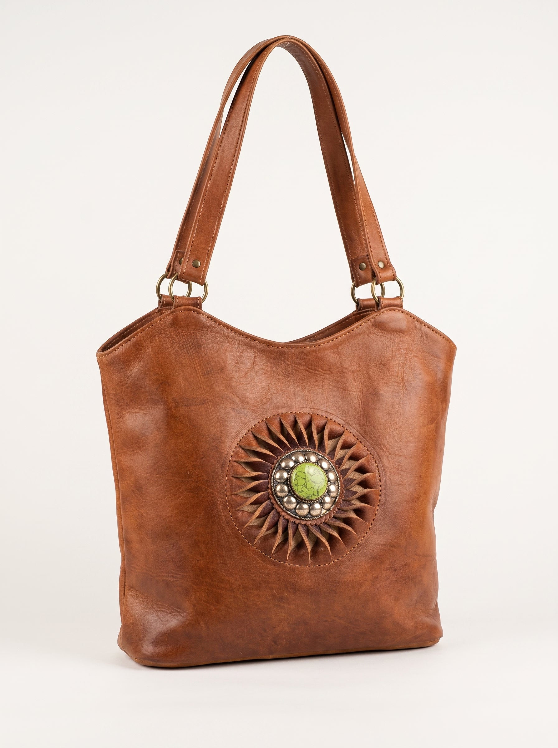 The Sahara Artisan Leather Tote Bag - Tan Cognac