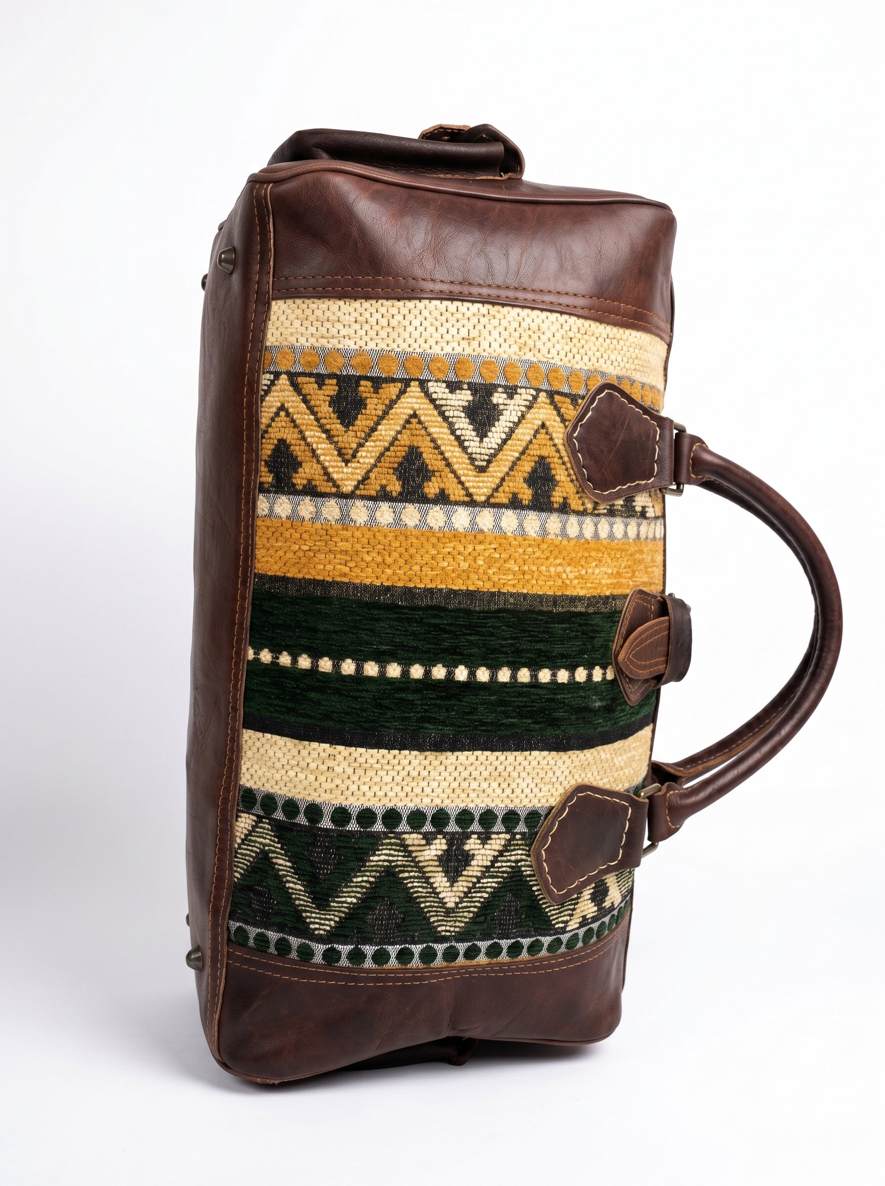 Premium Leather & Kilim Travel Duffle Bag