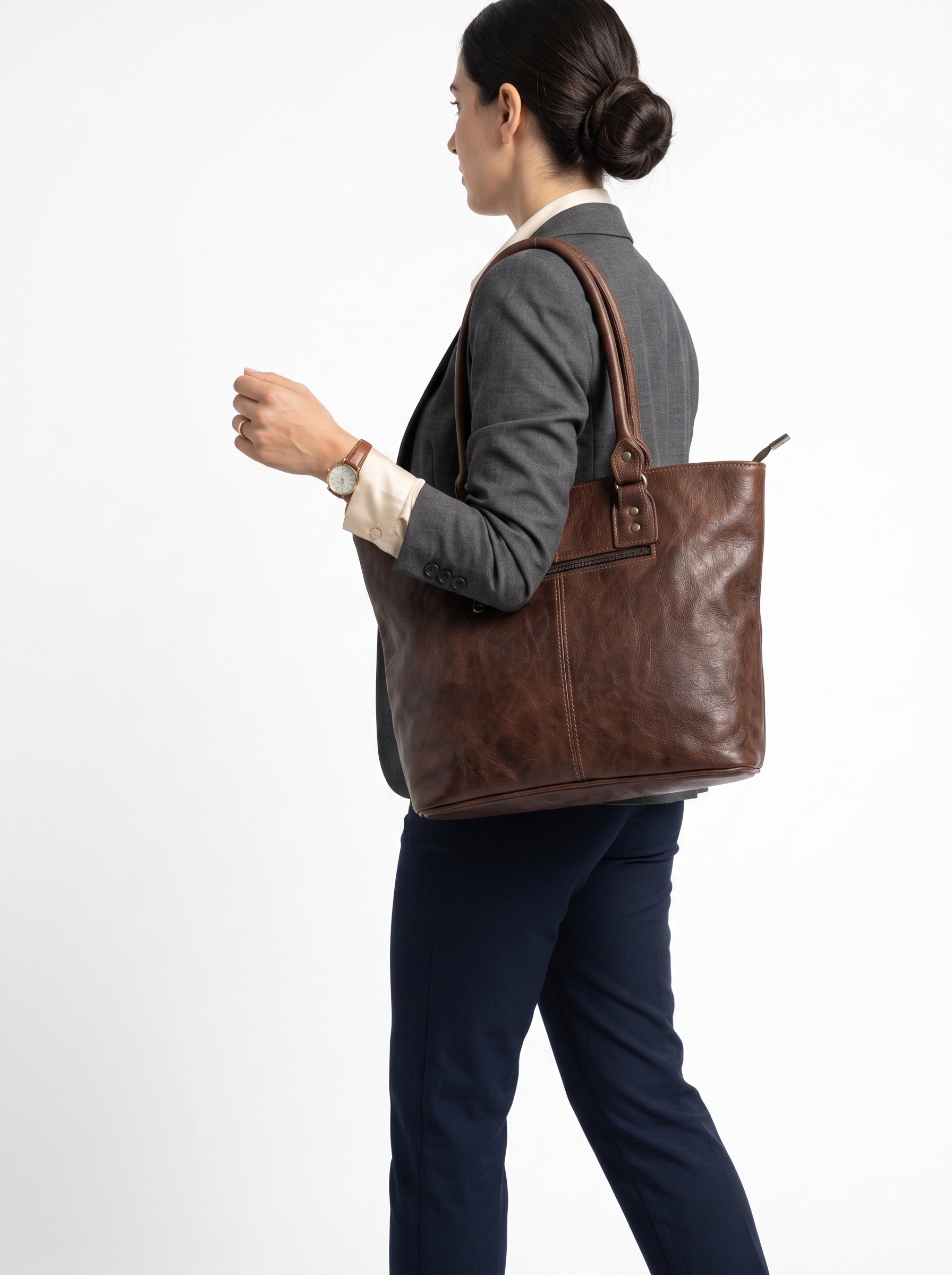 Premium Genuine Cowhide Leather Shoulder Bag & Tote