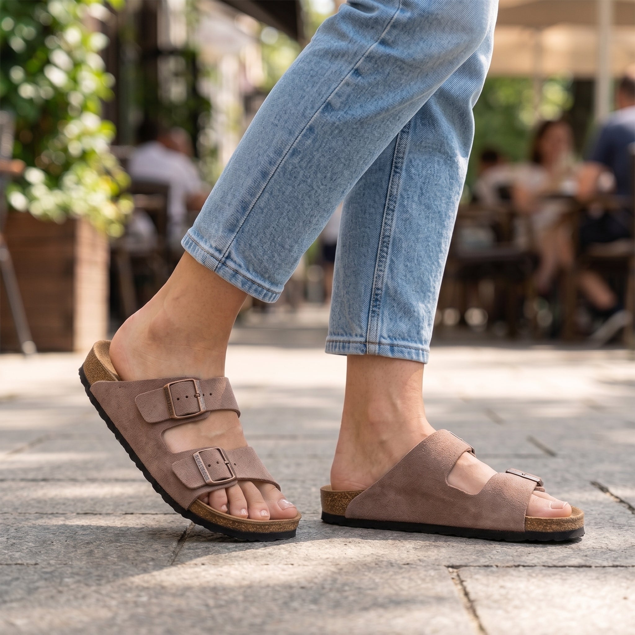 Premium Cork Sole Sandals - Desert Beige Suede