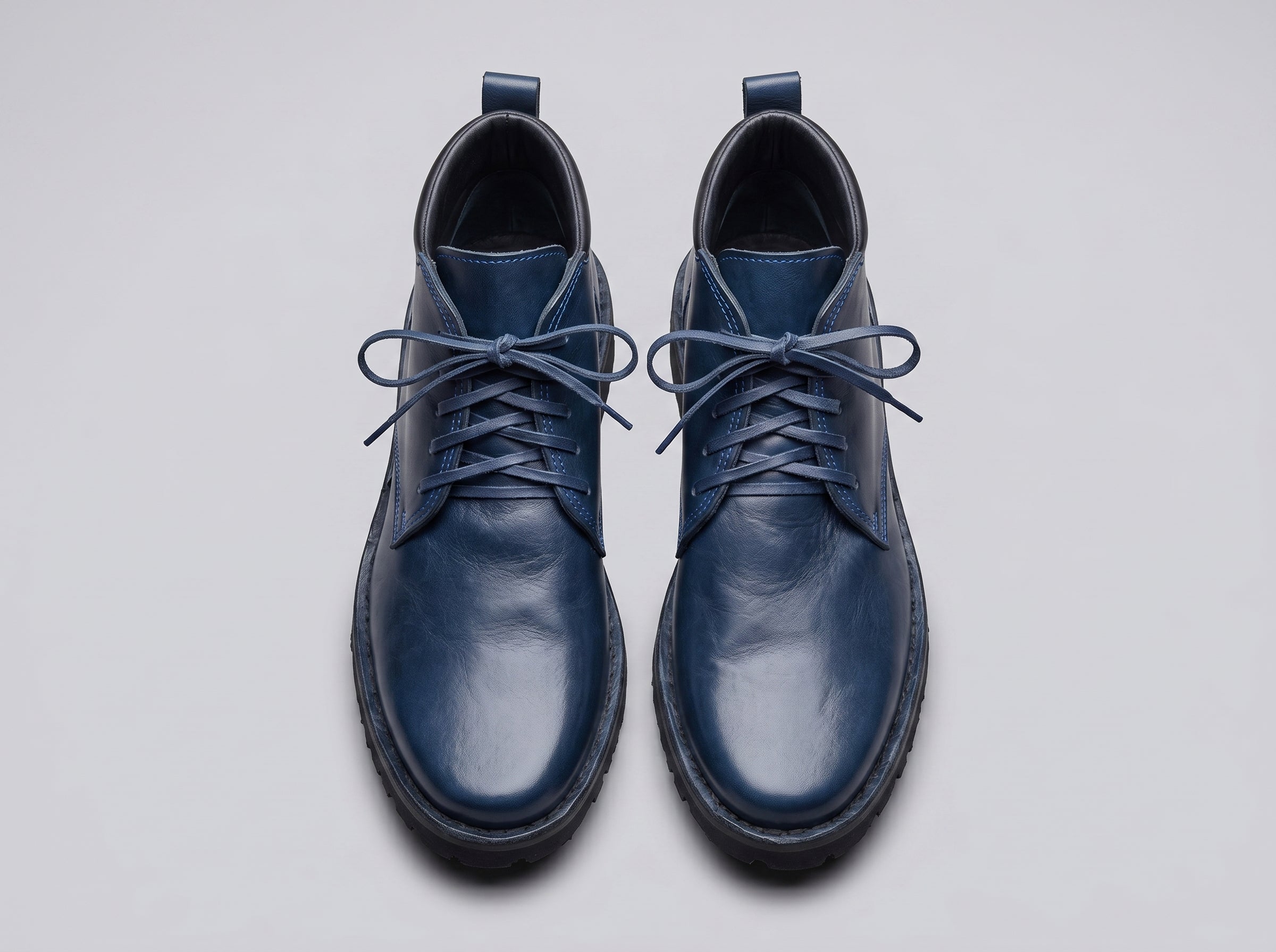 Artisan Navy Blue Leather Derby Boots – Limited Edition