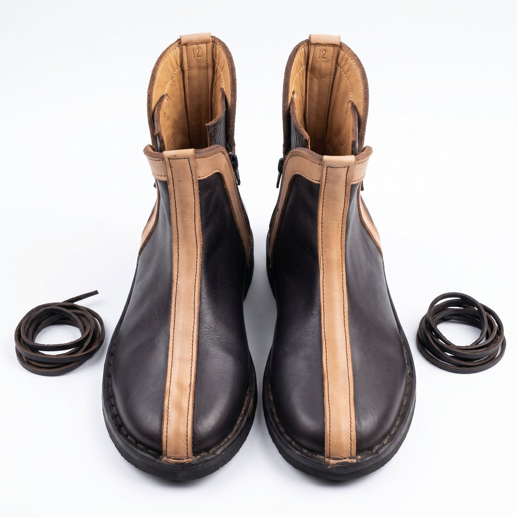 Artisan Handcrafted Leather Boots – Earthy Chocolate & Natural Tan