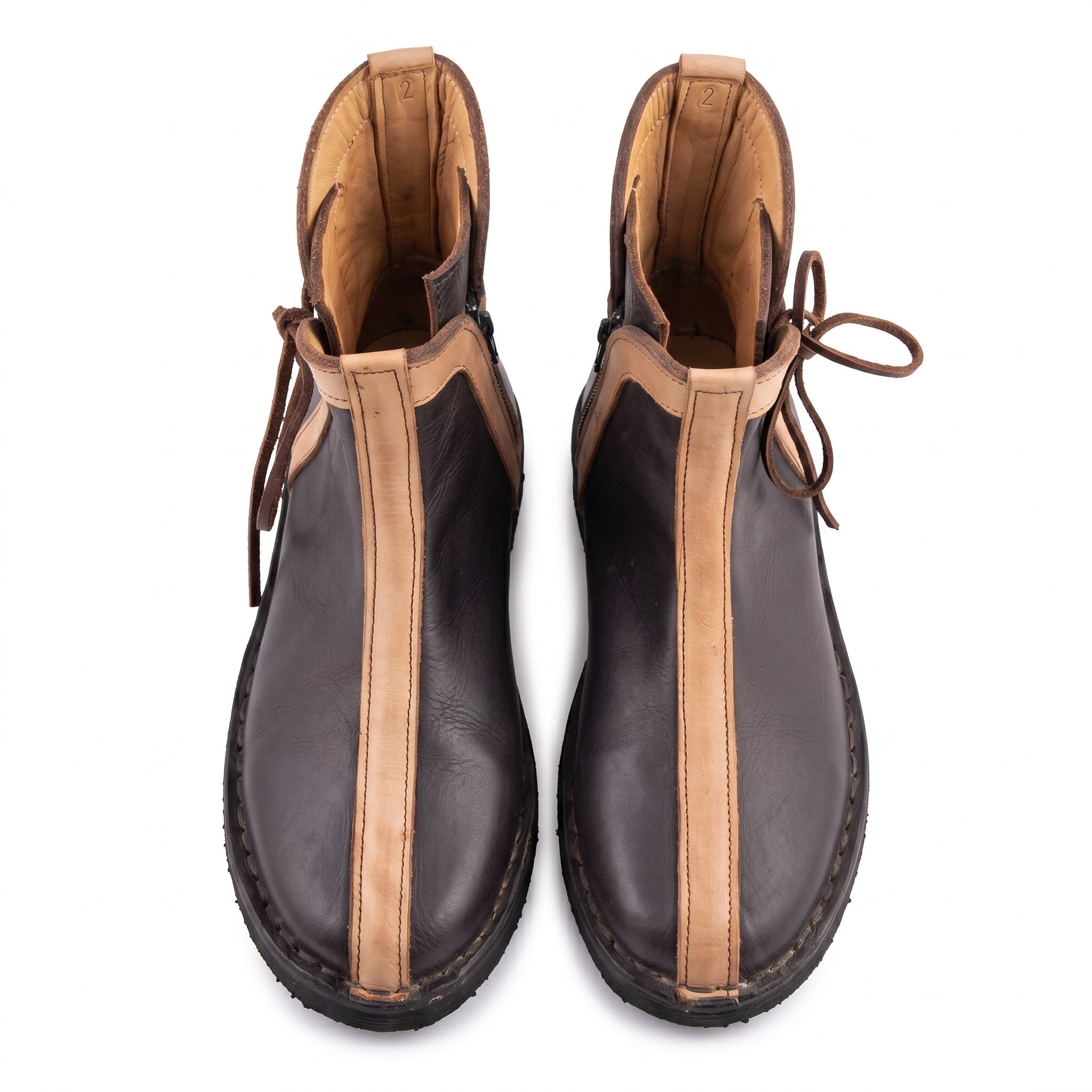 Artisan Handcrafted Leather Boots – Earthy Chocolate & Natural Tan