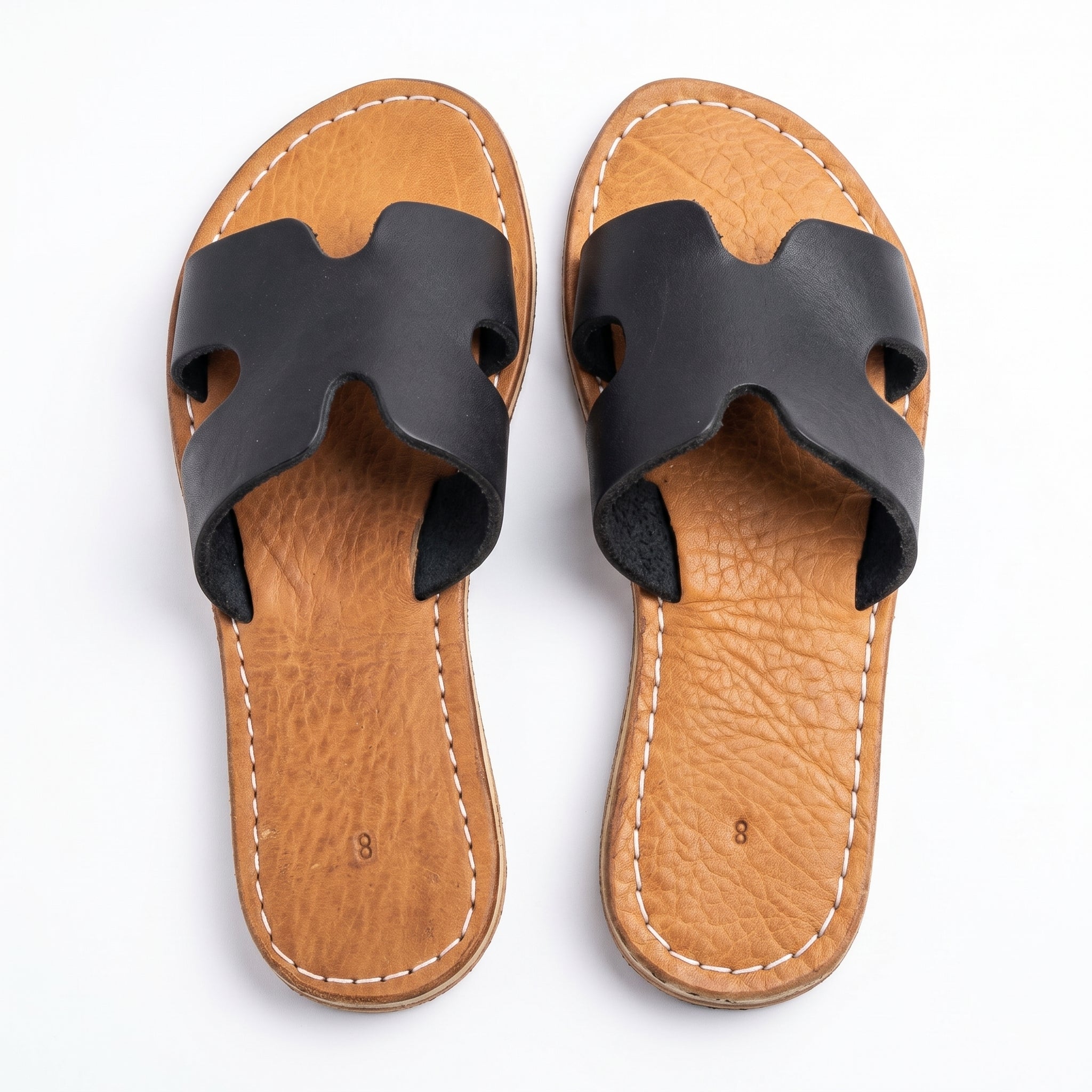 Artisan Handcrafted Leather H-Strap Slides