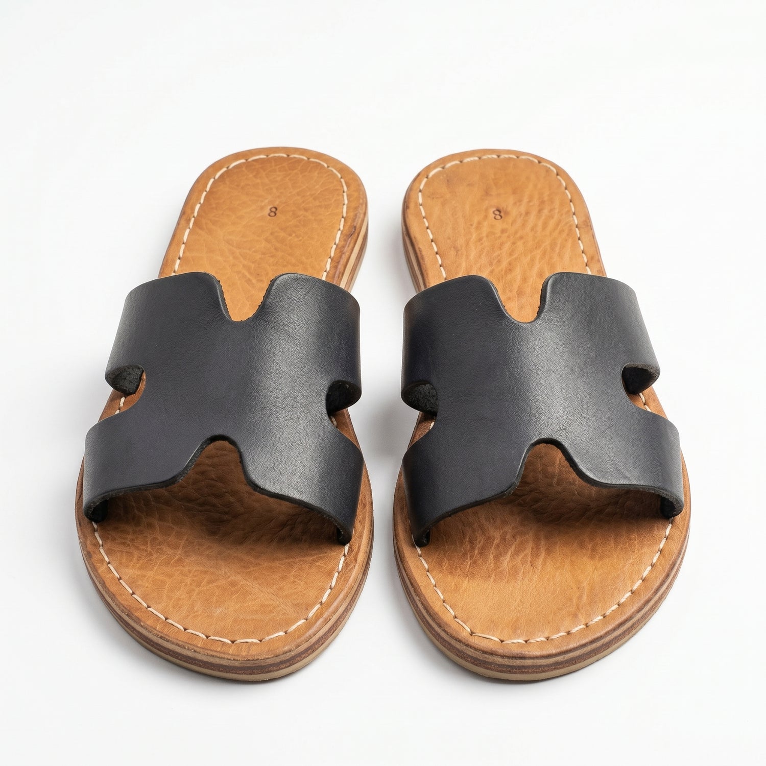Artisan Handcrafted Leather H-Strap Slides