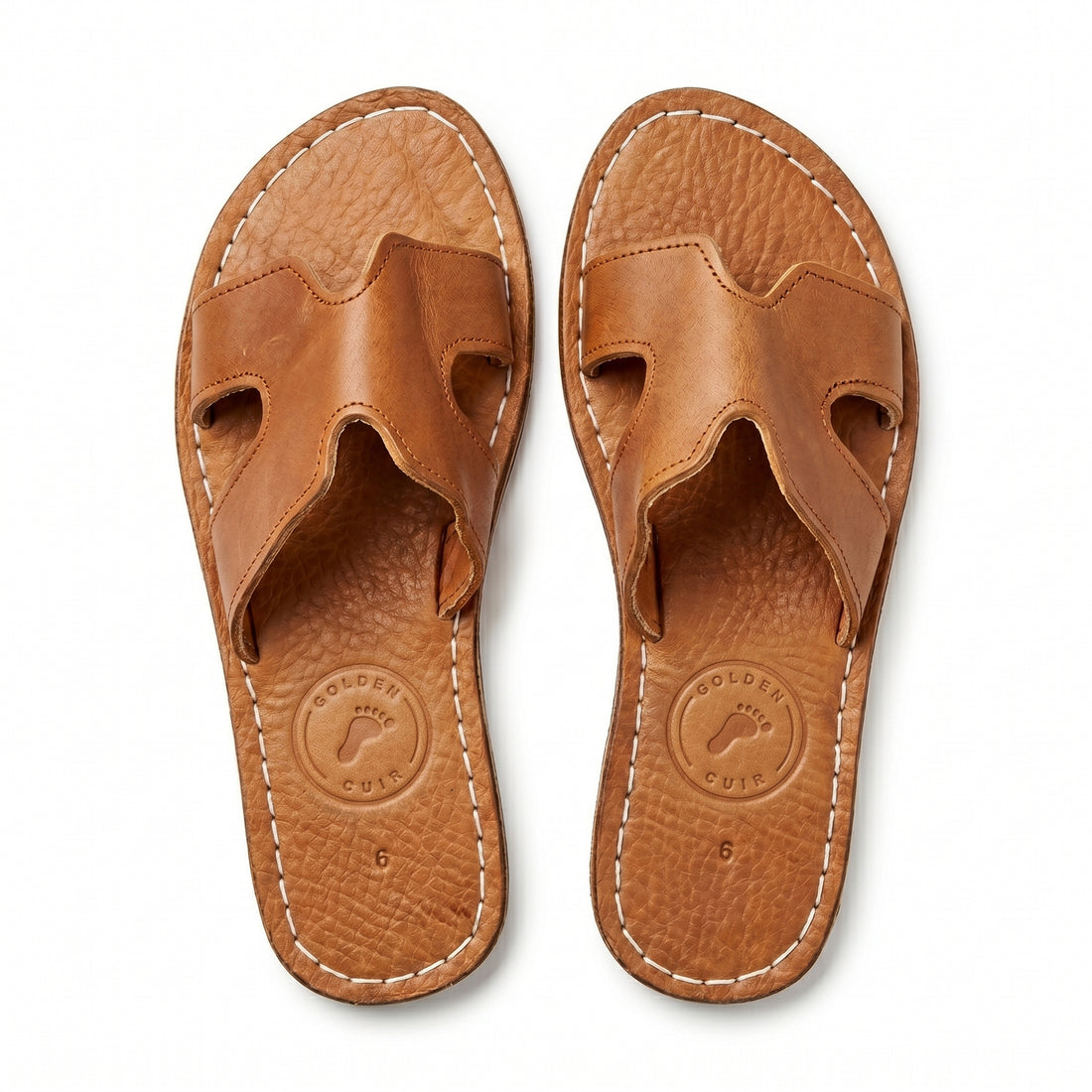 Artisan Handcrafted Leather H-Strap Slides
