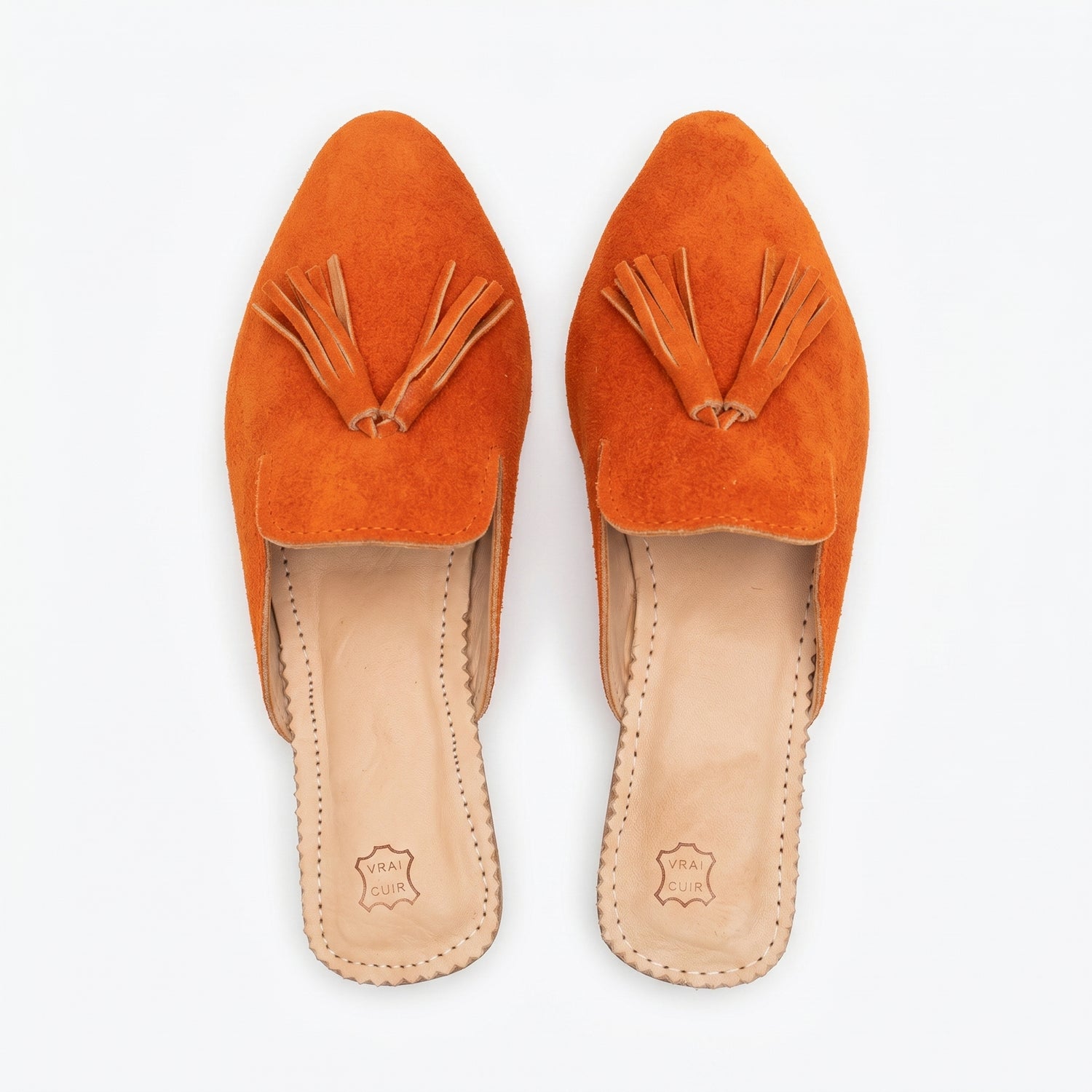 Artisan Handcrafted Suede Tassel Mules