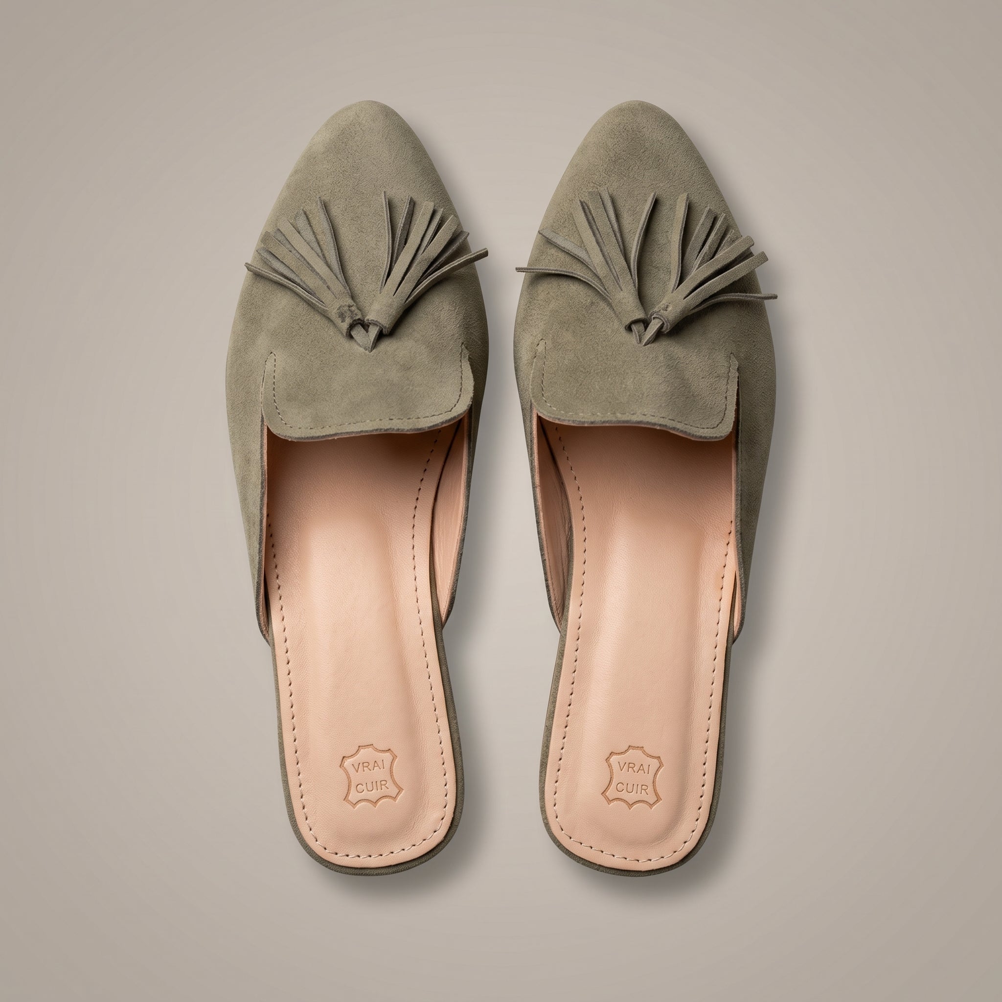 Artisan Handcrafted Suede Tassel Mules