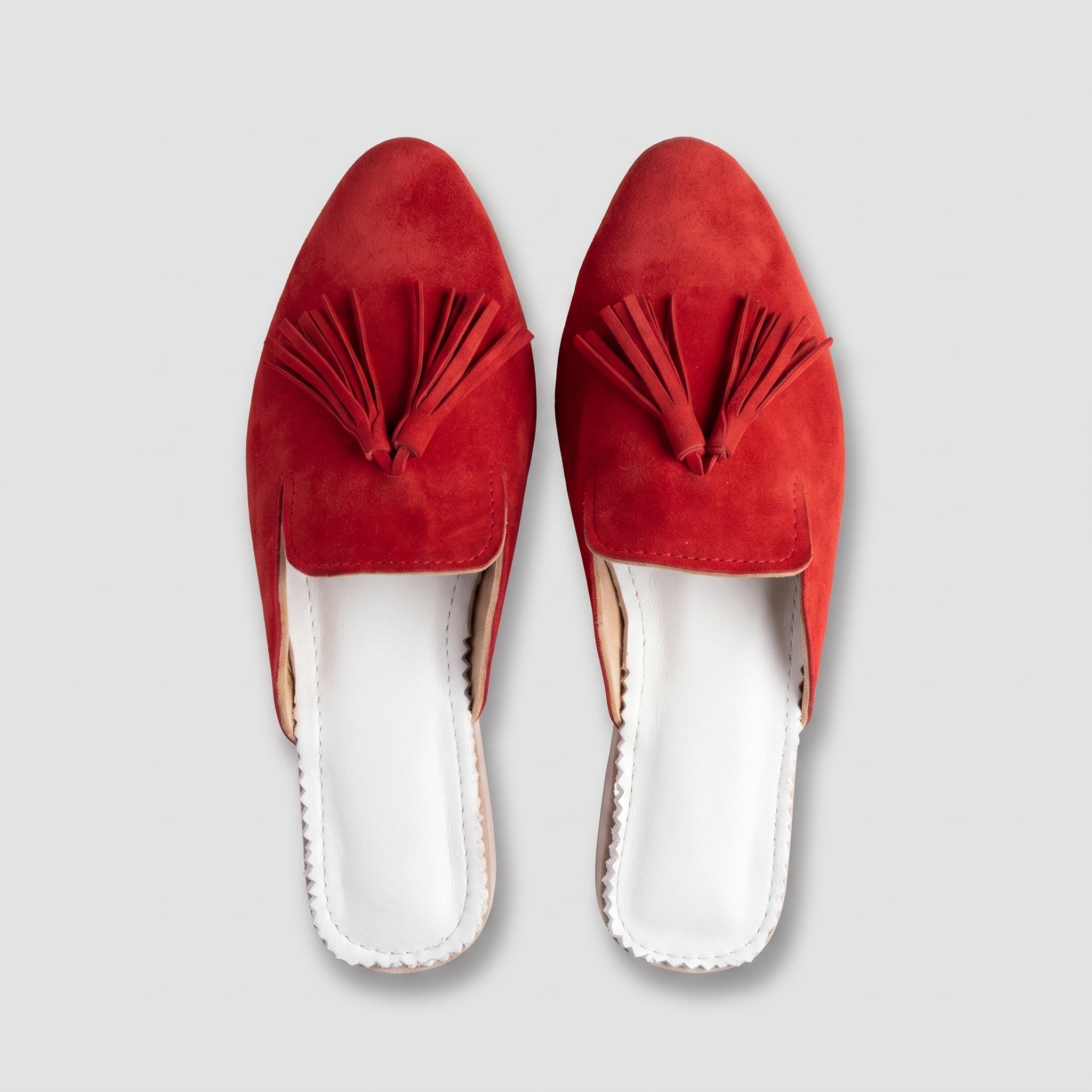 Artisan Handcrafted Suede Tassel Mules