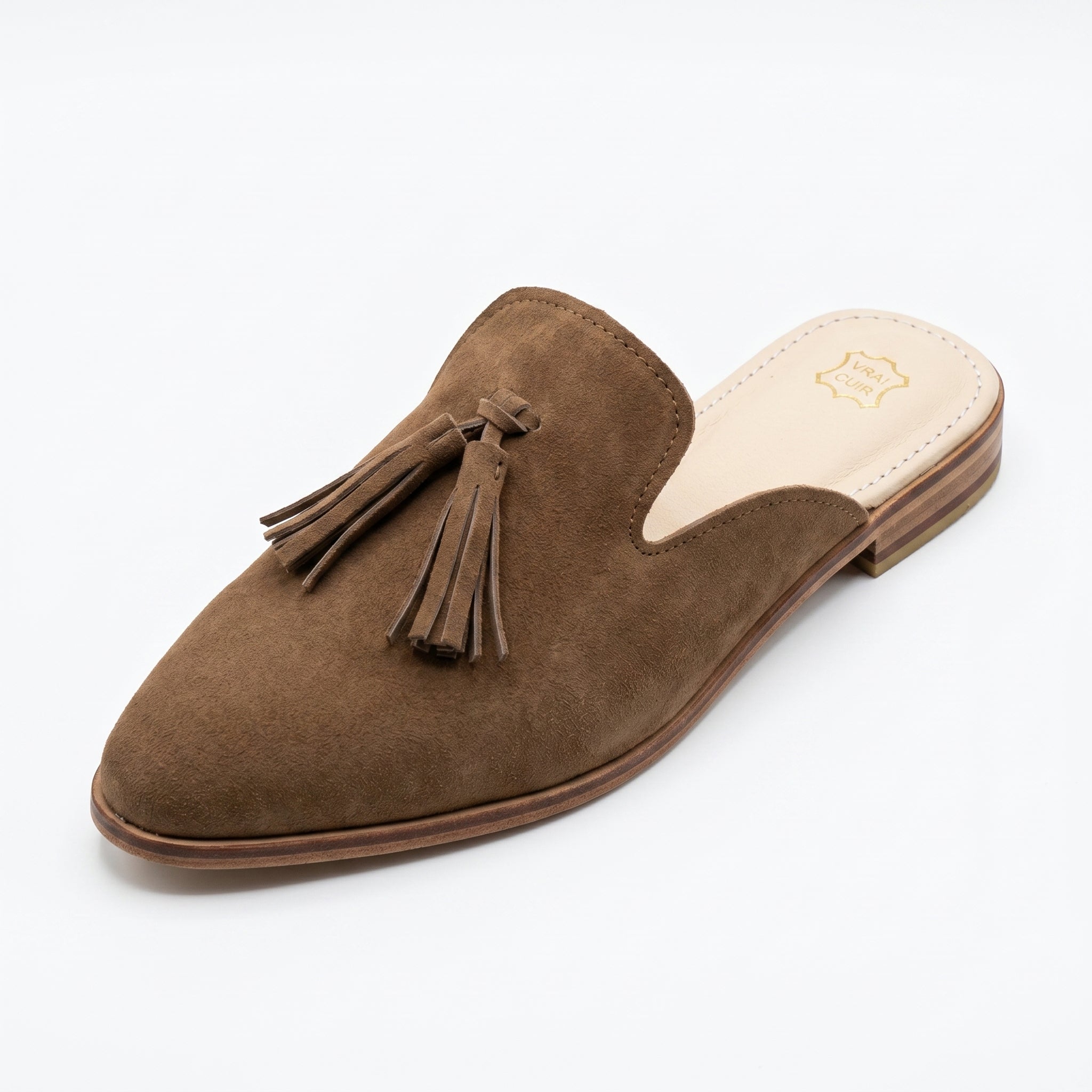 Artisan Handcrafted Suede Tassel Mules