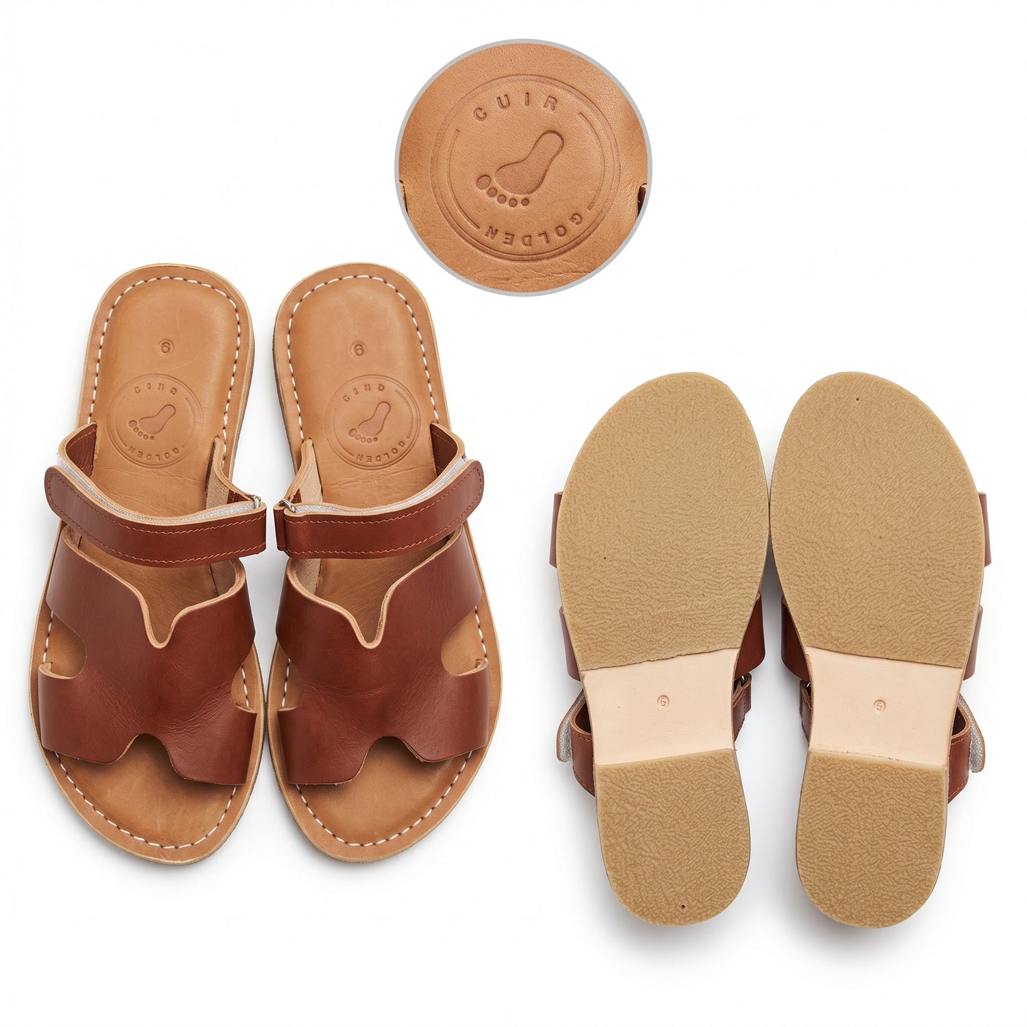Sandales artisanales en cuir à bride en H