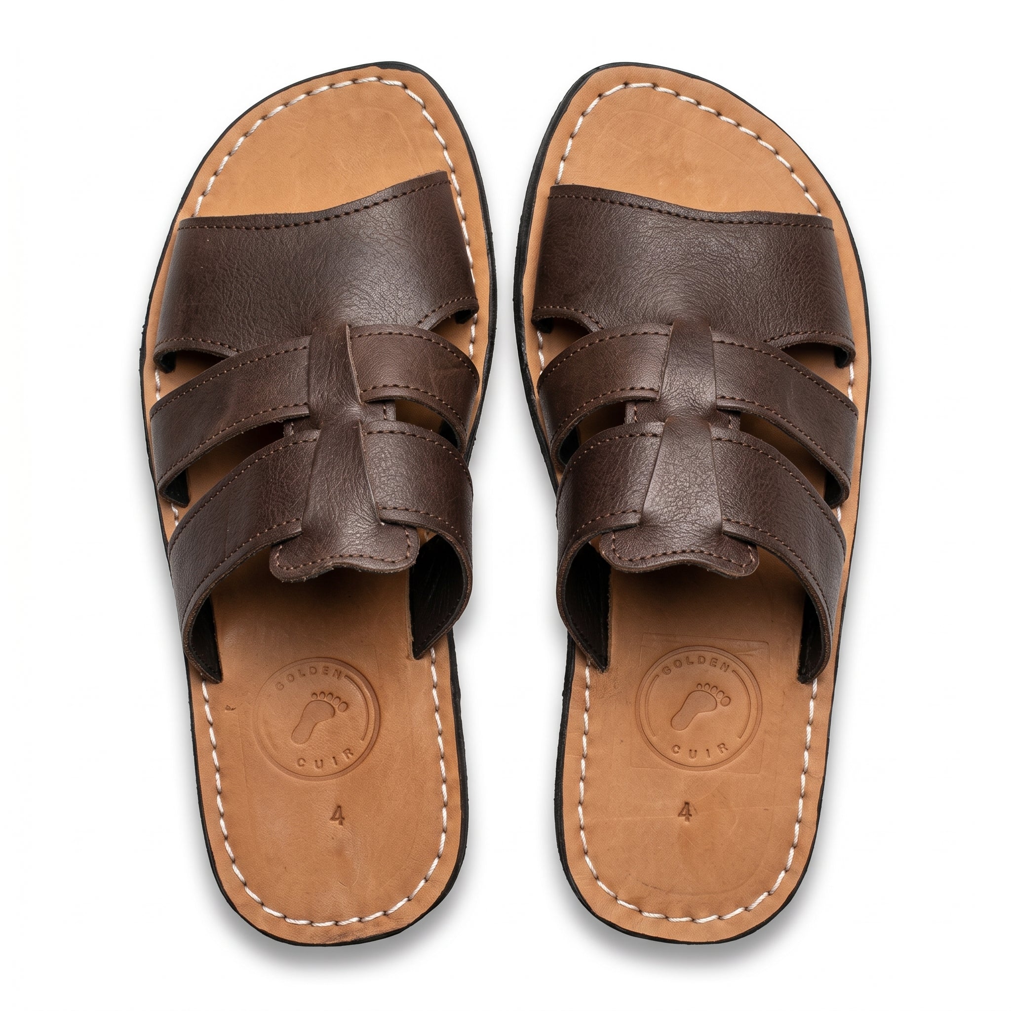 Luxury Two-Strap Adjustable Leather Slides