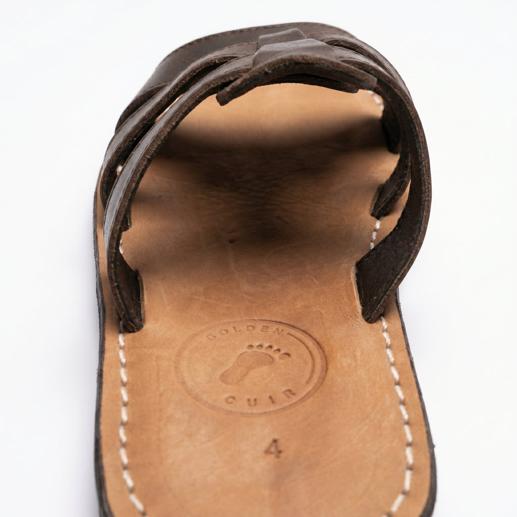 Luxury Two-Strap Adjustable Leather Slides