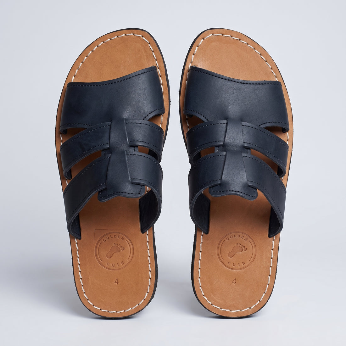 Luxury Two-Strap Adjustable Leather Slides