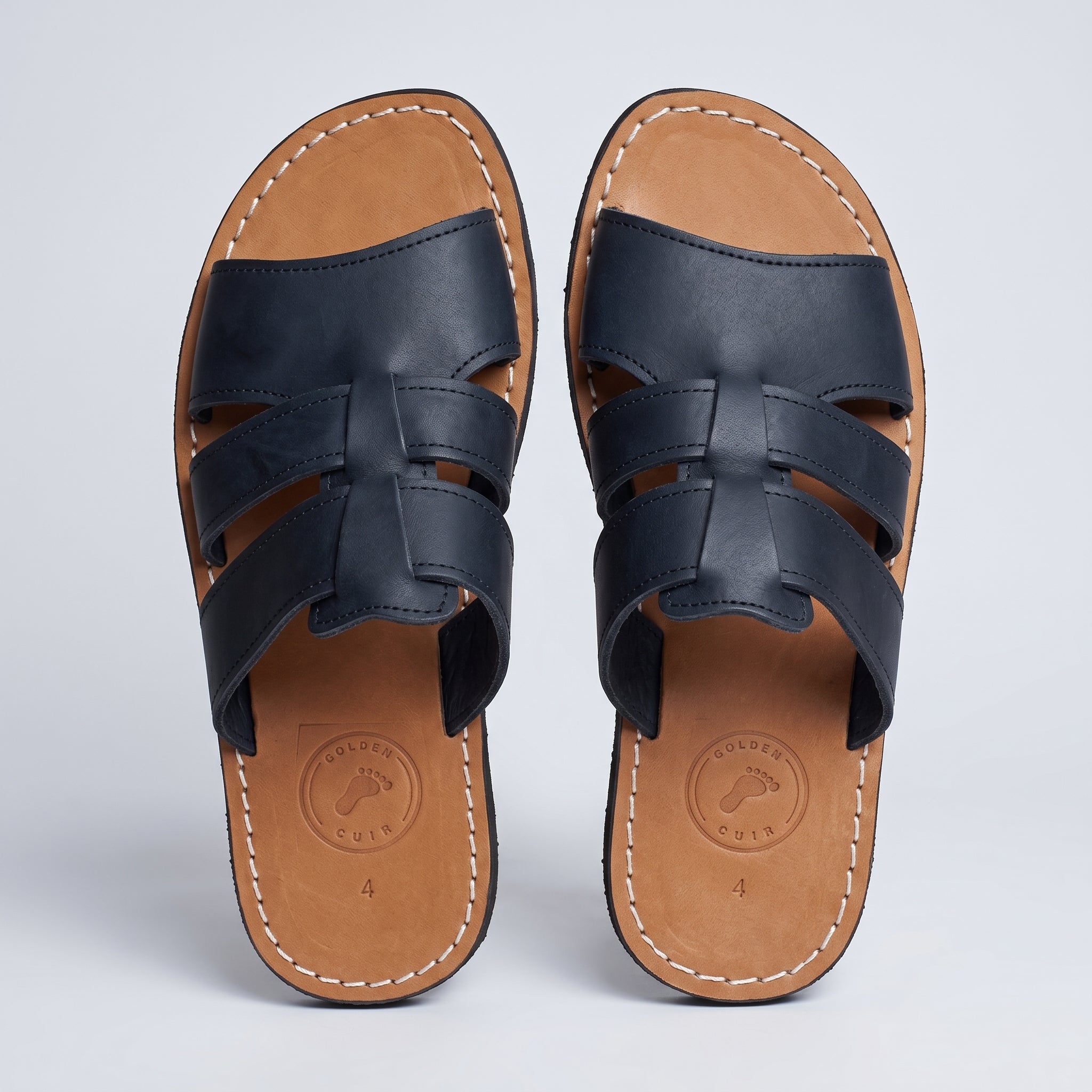 Luxury Two-Strap Adjustable Leather Slides