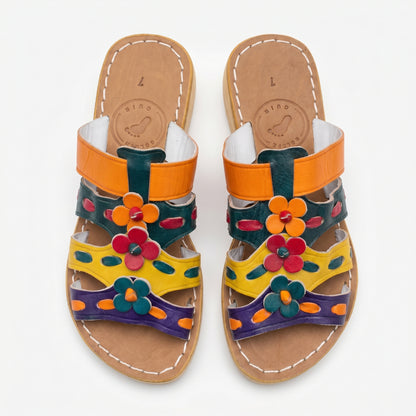 "Golden Cuir" Artisan Toe-Loop Leather Slides