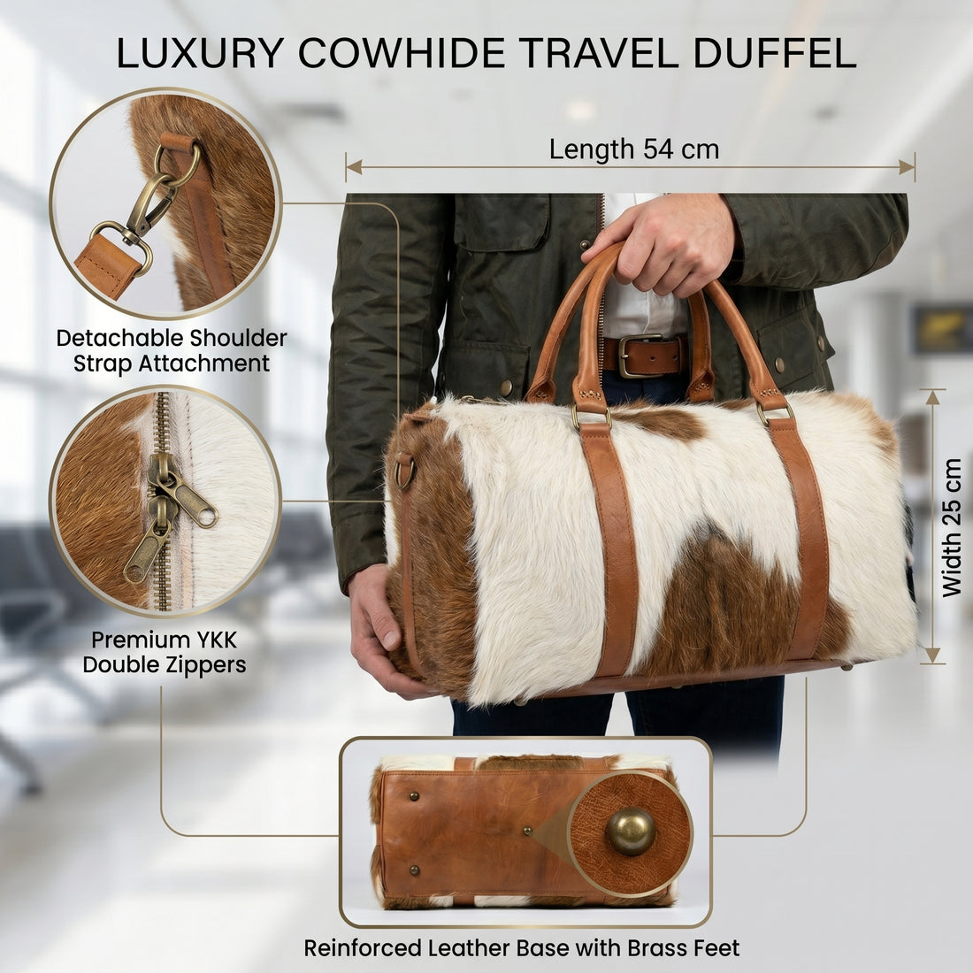 Premium Cowhide Leather Travel Duffel - Exotic Edition