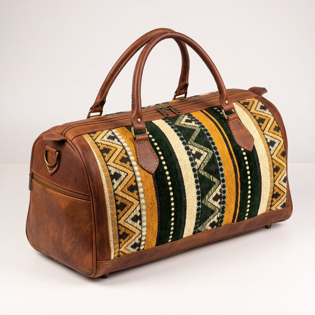 The Atlas Kilim & Vintage Leather Travel Duffel Bag
