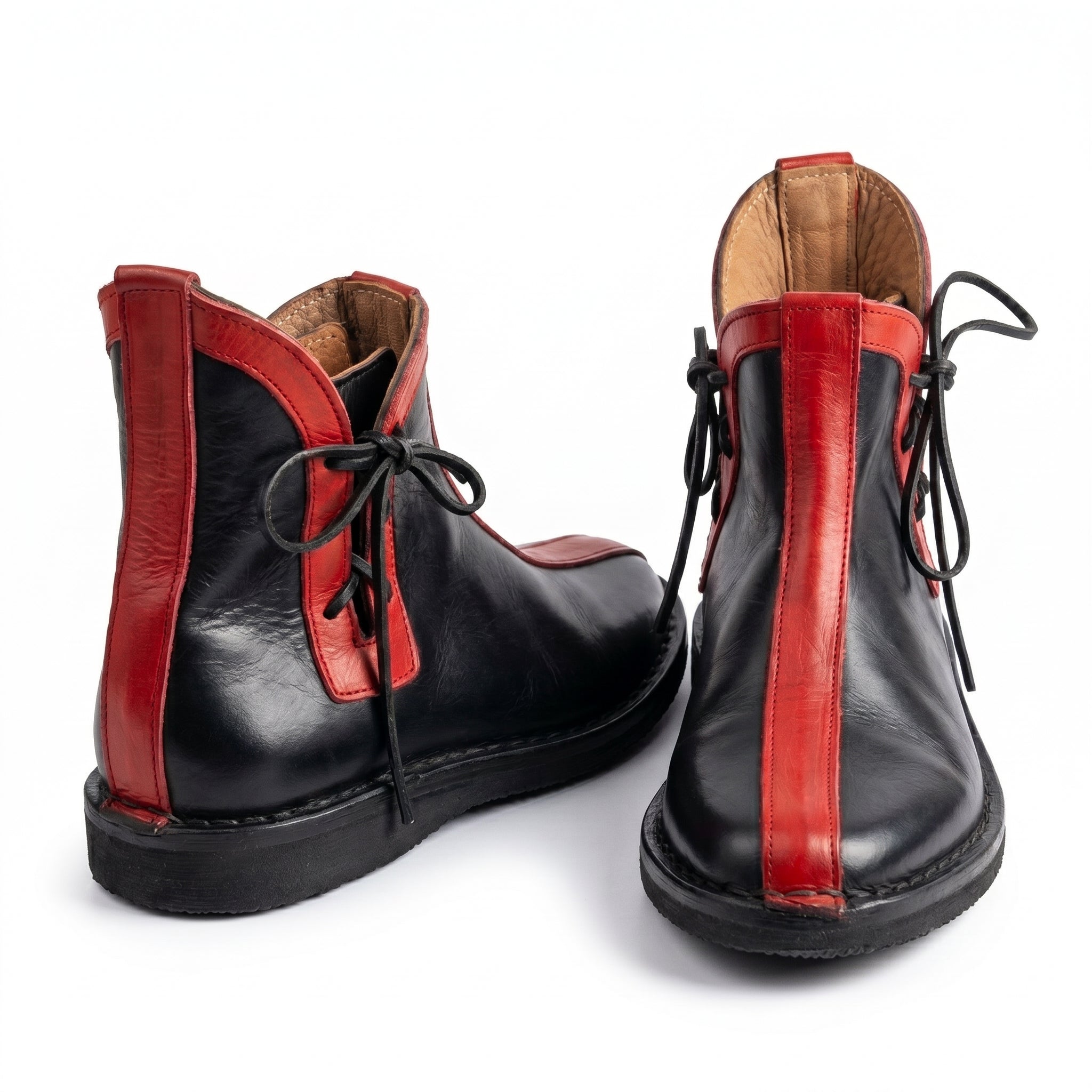 Leather Boots – Obsidian Black & Crimson Red