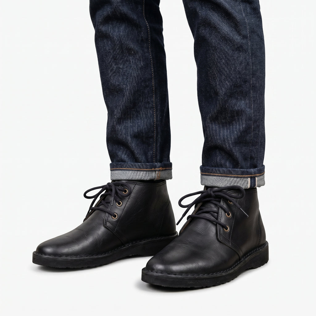 Classic Artisan Leather Chukka Boots – Midnight Black