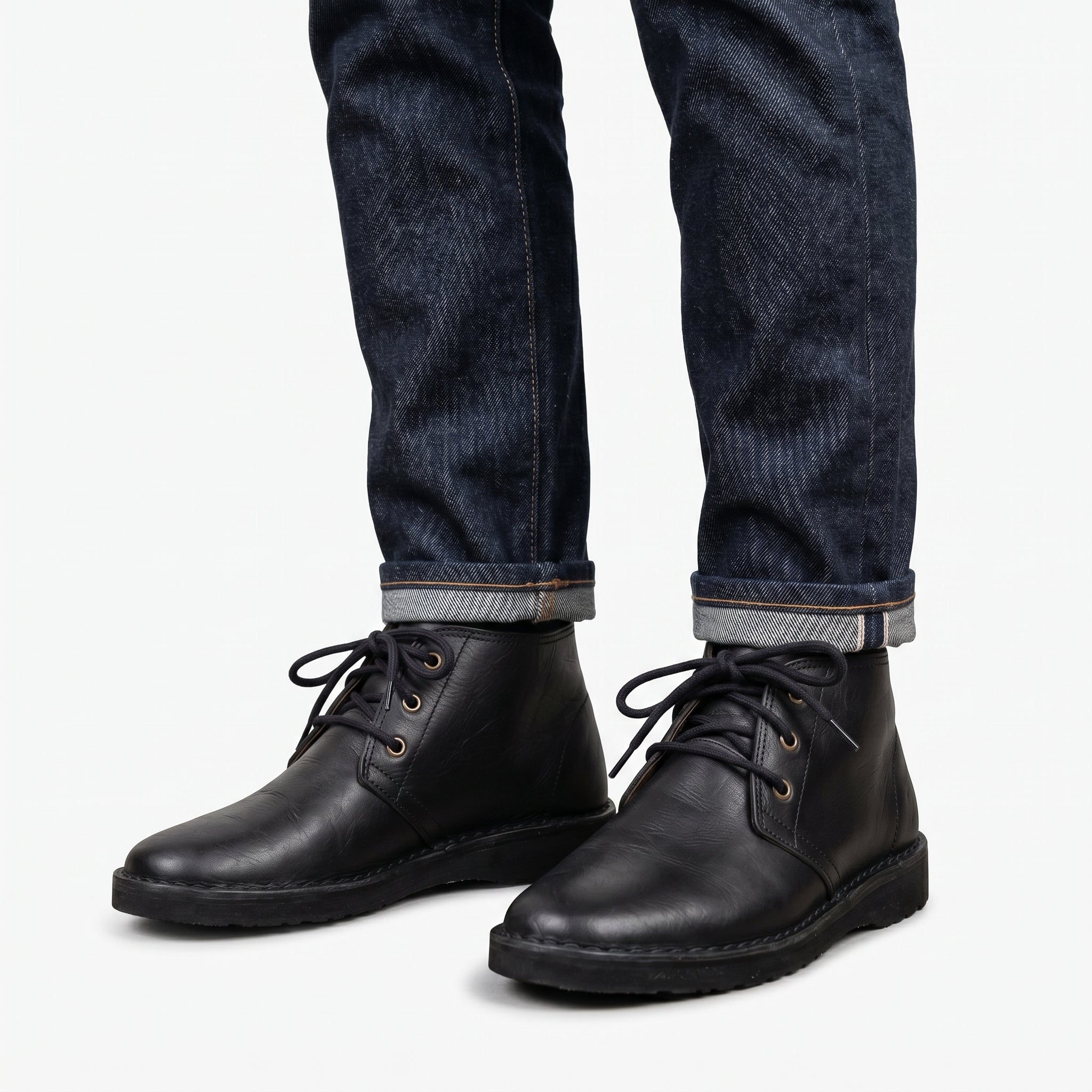 Classic Artisan Leather Chukka Boots – Midnight Black