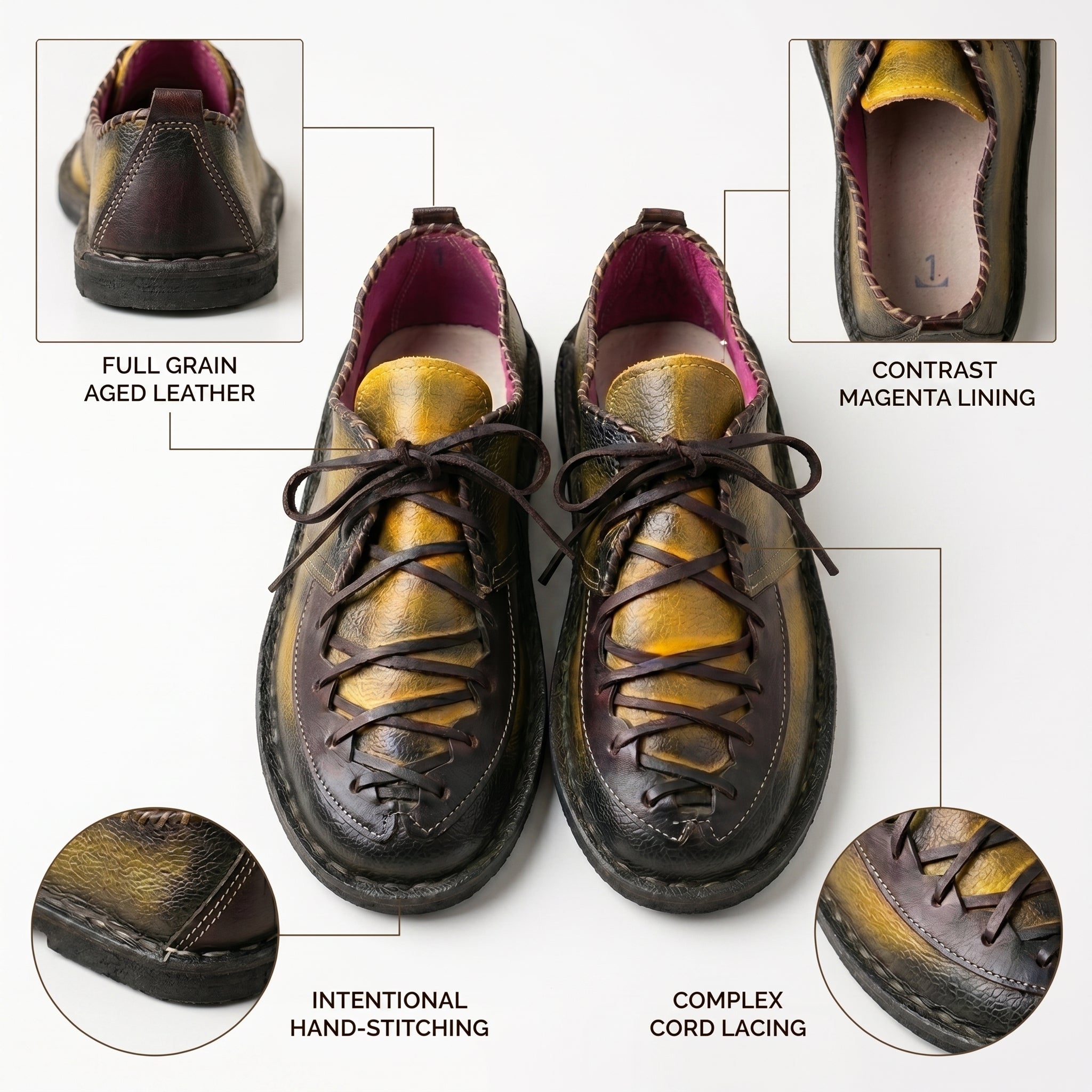 Artisan Hand-Burnished Heritage Leather Derby Shoes
