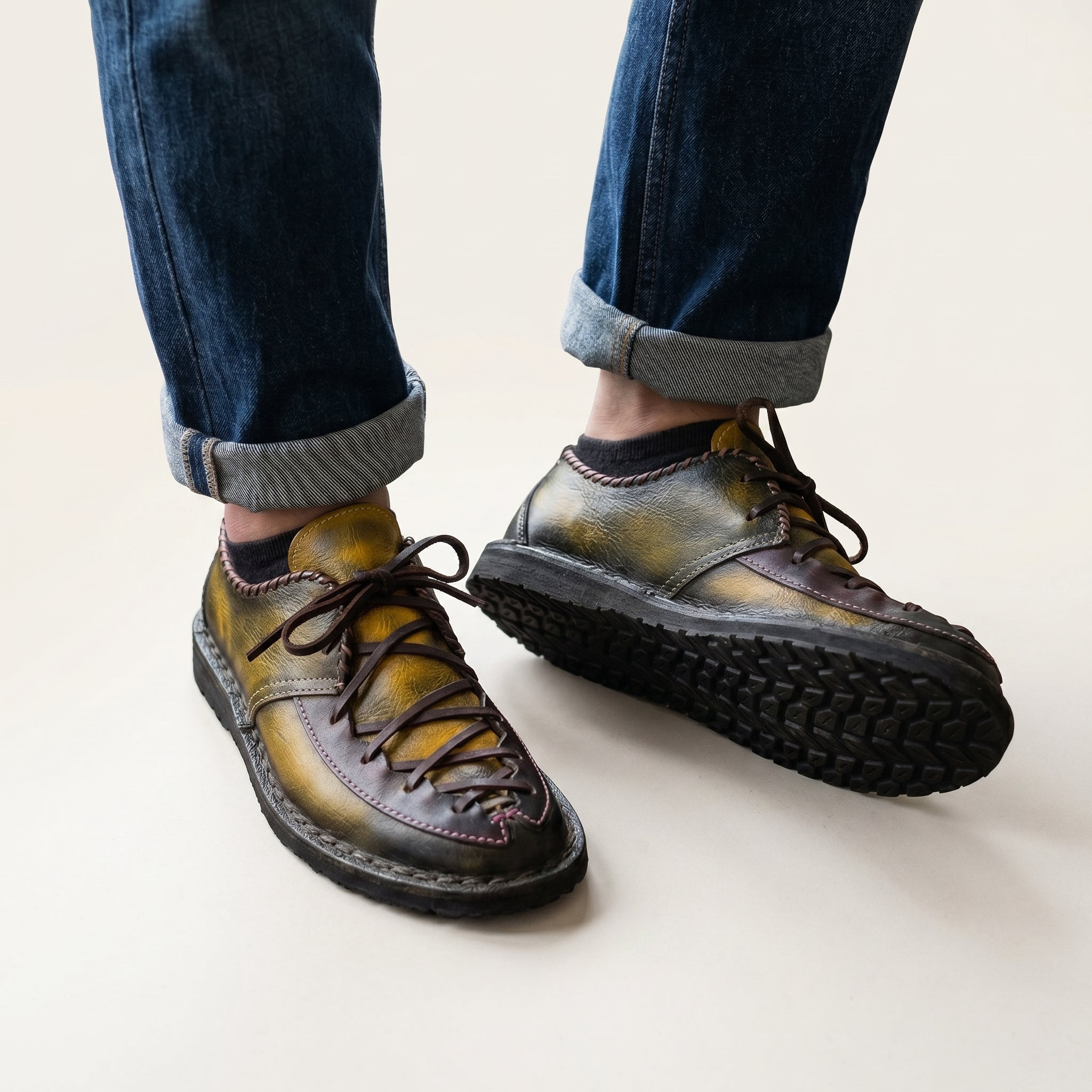 Artisan Hand-Burnished Heritage Leather Derby Shoes