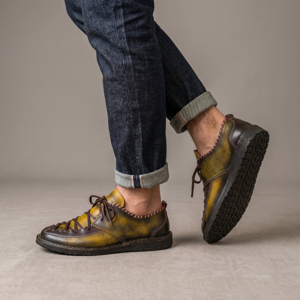 Artisan Hand-Burnished Heritage Leather Derby Shoes