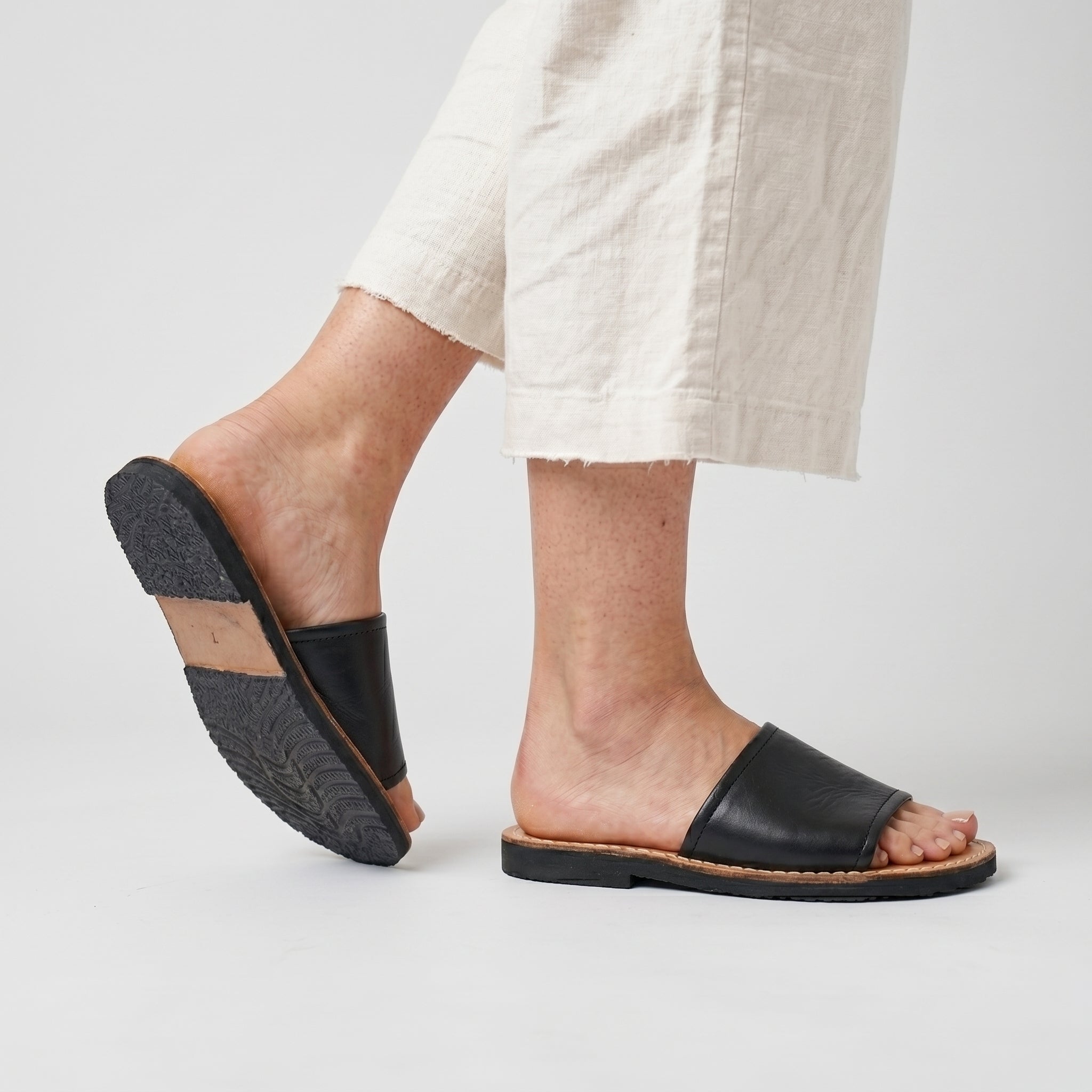 Artisan Handcrafted Leather Slide Sandals