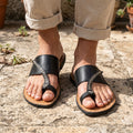 Classic Two-Strap Hand-Stitched Leather Sandals
