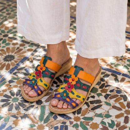 "Golden Cuir" Artisan Toe-Loop Leather Slides