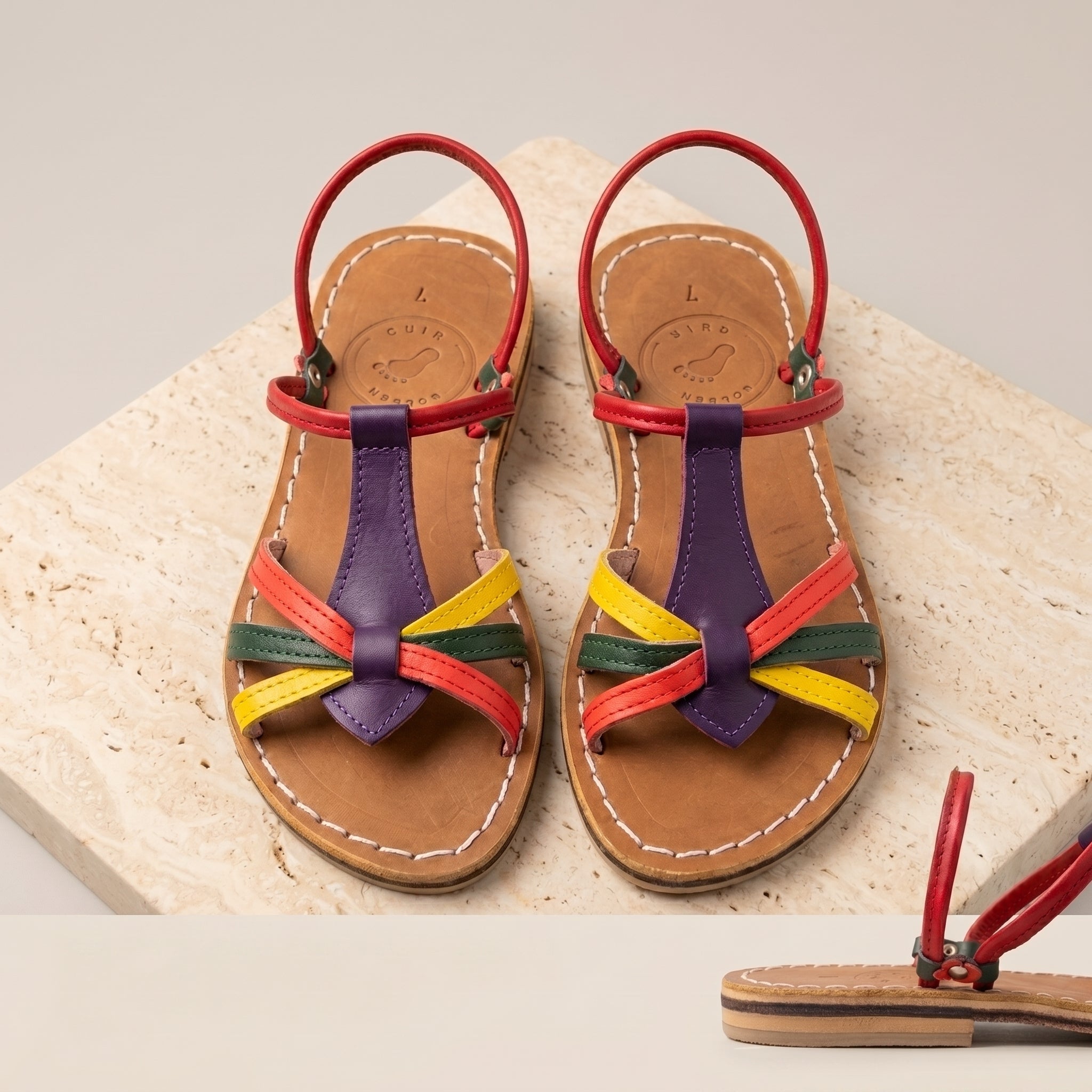 "Golden Cuir" Artisan Cross-Strap Luxury Slides