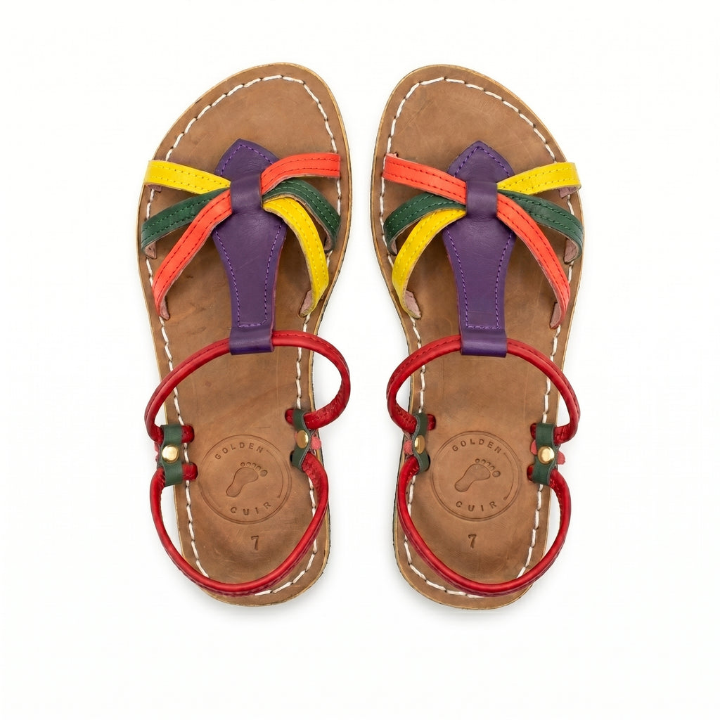 "Golden Cuir" Artisan Cross-Strap Luxury Slides