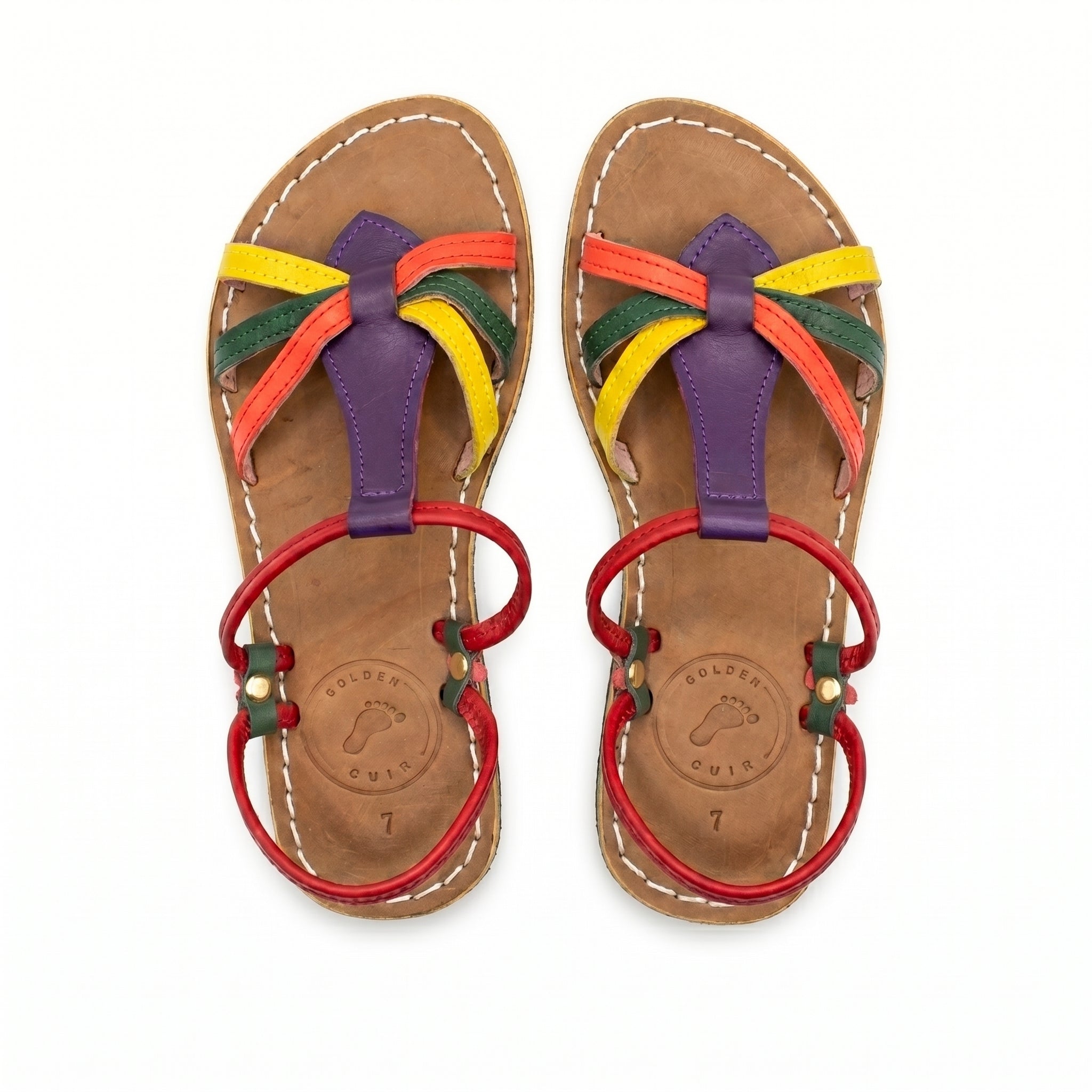 "Golden Cuir" Artisan Cross-Strap Luxury Slides