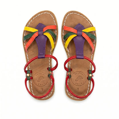 "Golden Cuir" Artisan Cross-Strap Luxury Slides