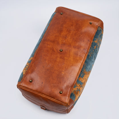 Premium Leather &amp; Woven Velvet Luxury Weekender Bag