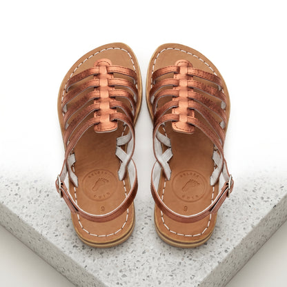 Premium Genuine Leather Strappy Summer Sandals - Bronze