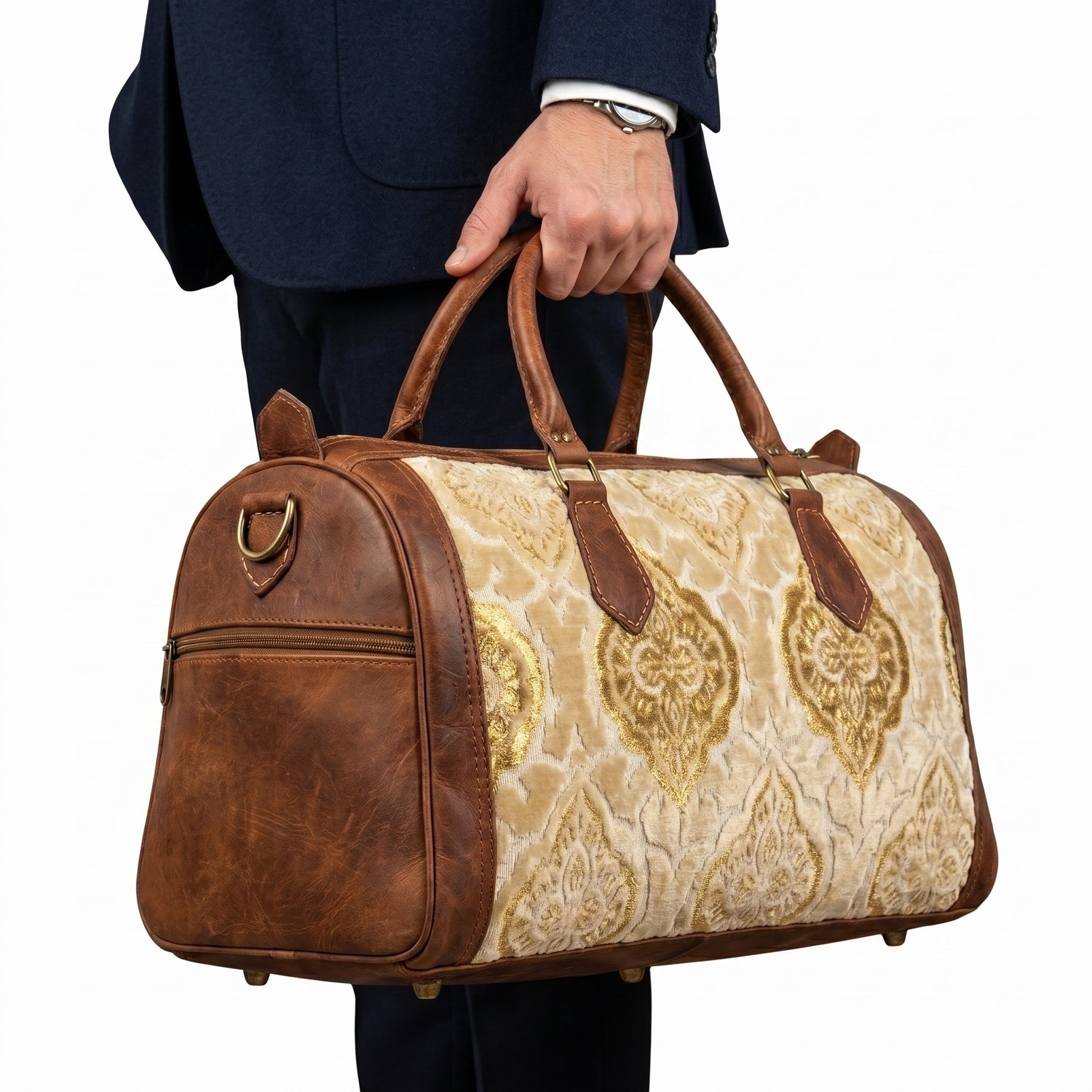 The Royal Velvet &amp; Leather Travel Bag - Heritage Edition