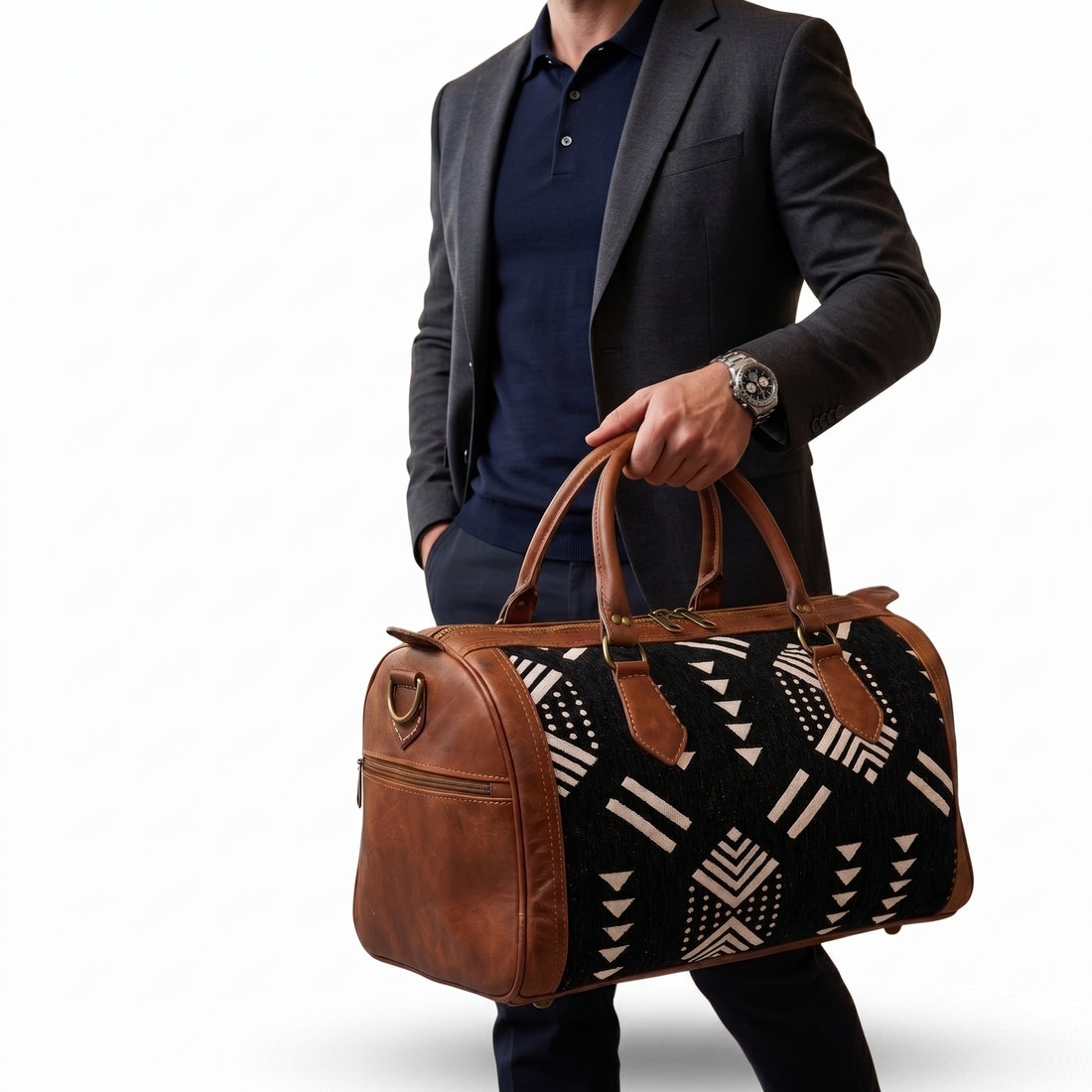 The Urban Nomad Kilim &amp; Leather Duffel Bag - Midnight Edition