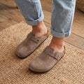 The Nomad Textured Suede Leather Clogs - Earth Brown