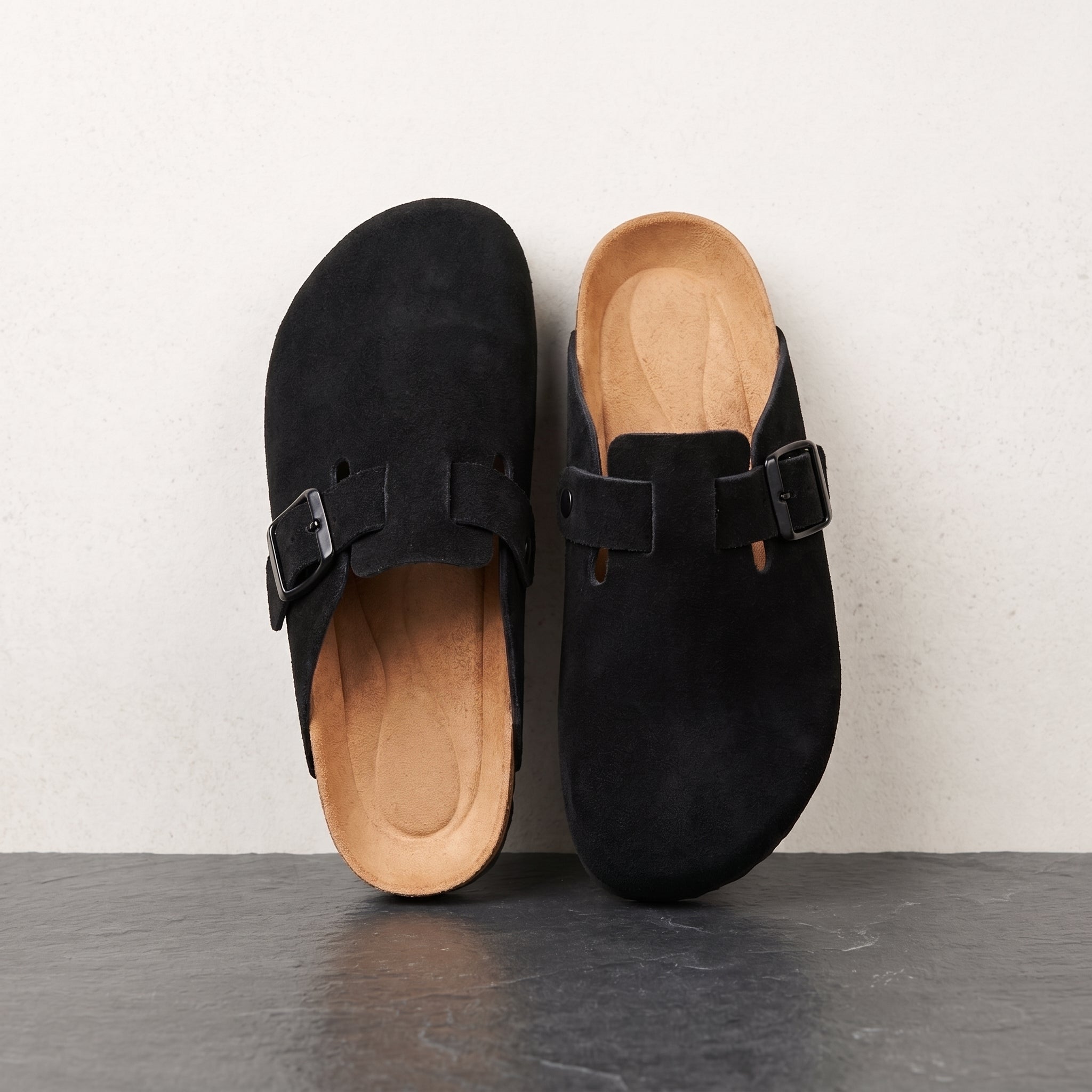 The Nomad Premium Leather & Suede Clogs - Midnight Black