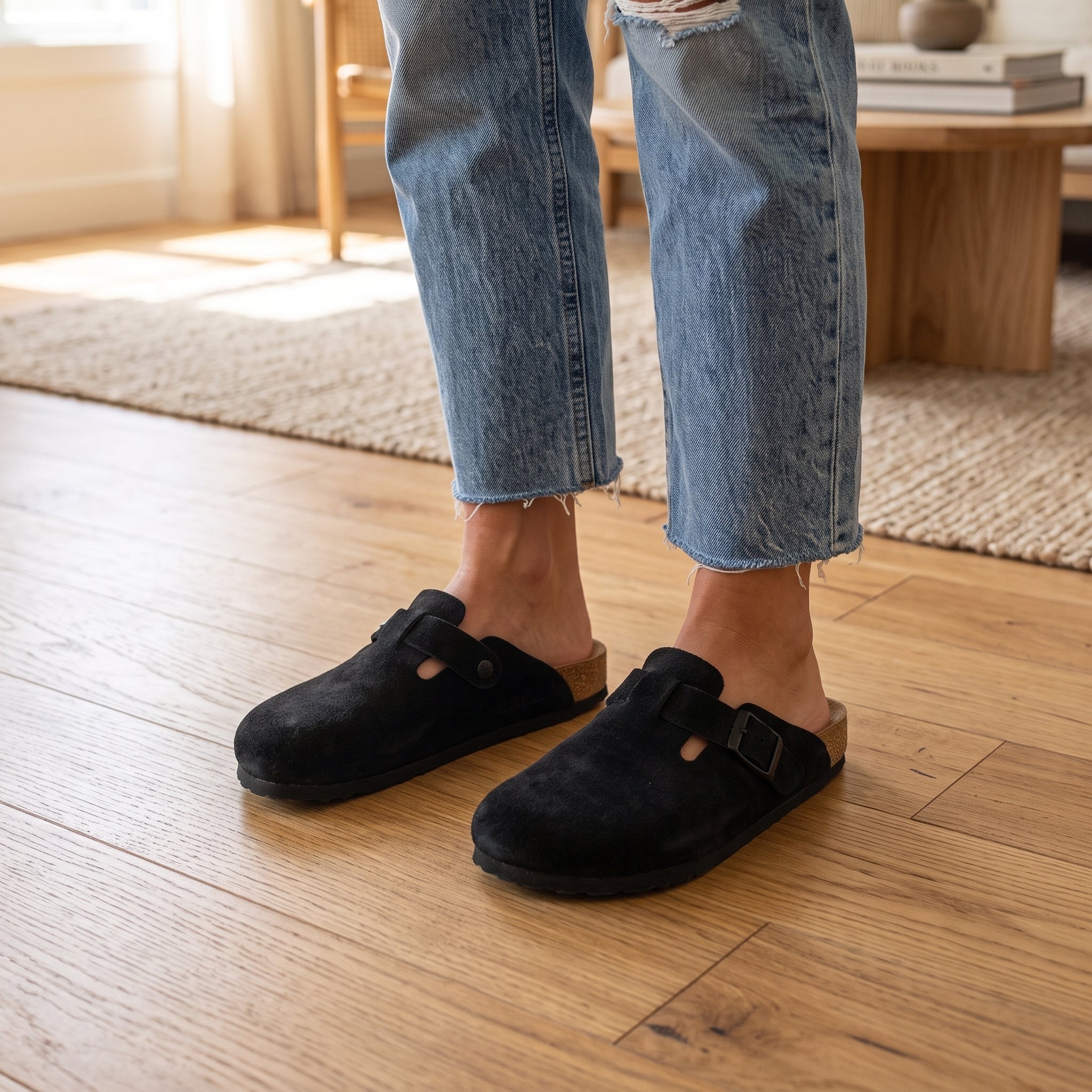 The Nomad Premium Leather & Suede Clogs - Midnight Black