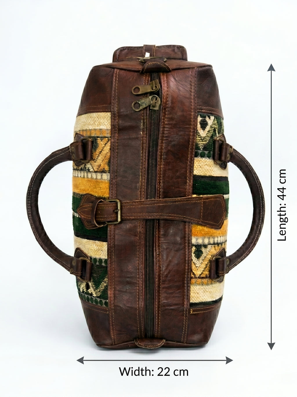Premium Leather & Kilim Travel Duffle Bag