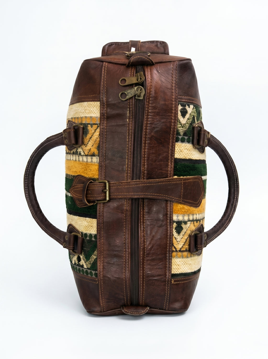 Premium Leather & Kilim Travel Duffle Bag