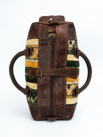 Premium Leather &amp; Kilim Travel Duffle Bag