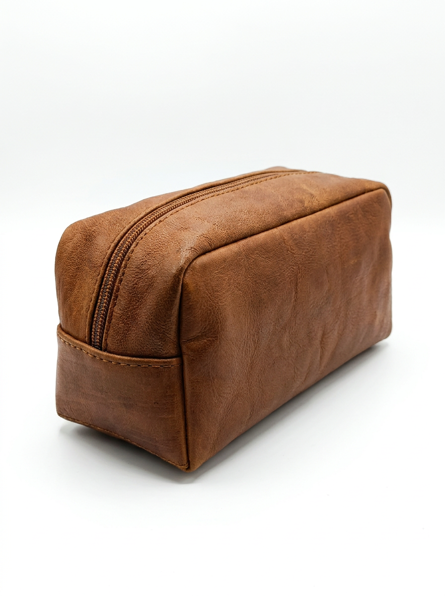 Handcrafted Genuine Leather Toiletry Bag – Vintage Travel Dopp Kit for Men &amp; Women