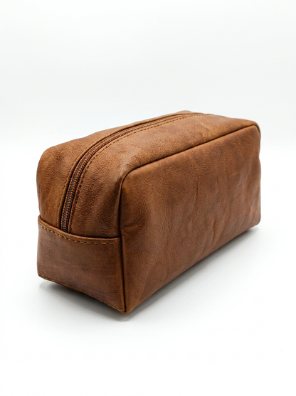 Handcrafted Genuine Leather Toiletry Bag – Vintage Travel Dopp Kit for Men &amp; Women